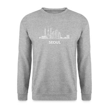 Seoul Skyline, Sud-Coréen/ne - Sweat-shirt Unisexe - gris chiné - Devant - Alina (178cm) & Michal (187cm)