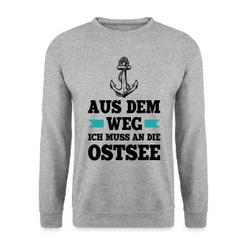 Urlaub Aus Dem Weg Ich Muss An Die Ostsee Strand A - Unisex Pullover - Weißgrau meliert - Vorne - Alina (178cm) & Michal (187cm)