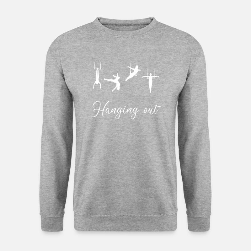 Hanging Out, Luft seiden Trapez - Unisex Pullover - Weißgrau meliert
