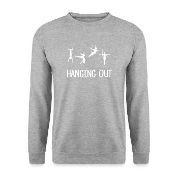 Hanging Out, Aerial Silk trapeze - Unisex Sweatshirt - salt & pepper - Front - Alina (178cm) & Michal (187cm)