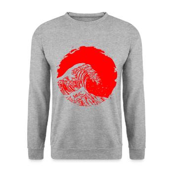 Art japonais le grand cadeau de conception de vague - Sweat-shirt Unisexe - gris chiné - Devant - Alina (178cm) & Michal (187cm)