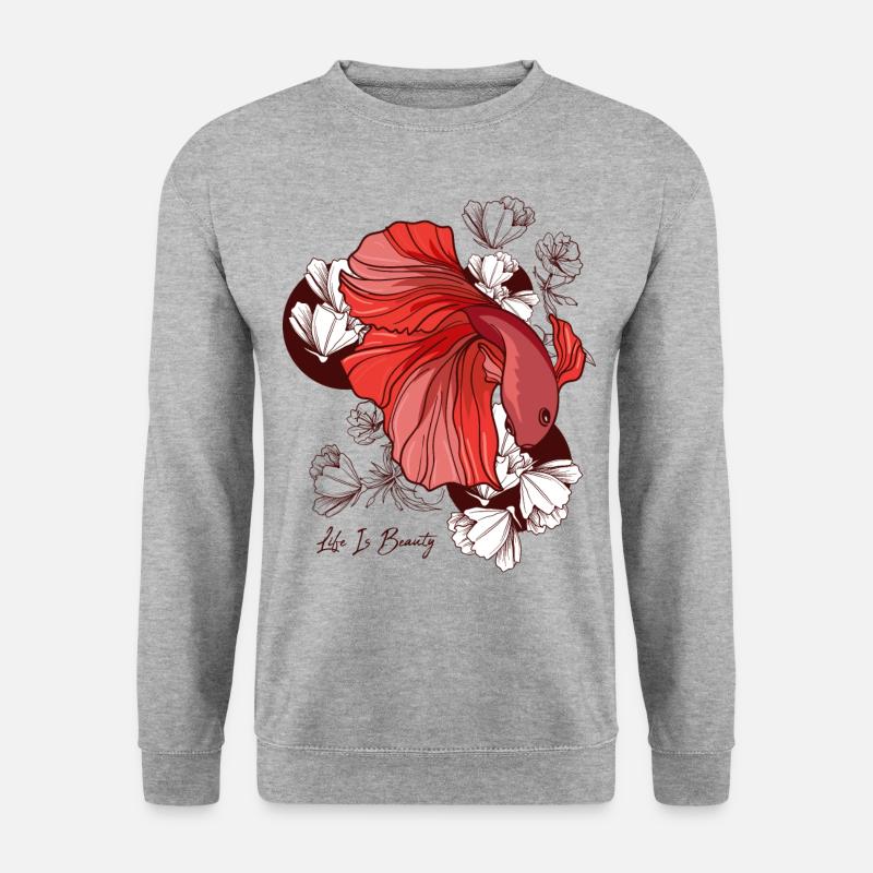 Fighting Fish With Flowers - Unisex Sweatshirt - salt & pepper