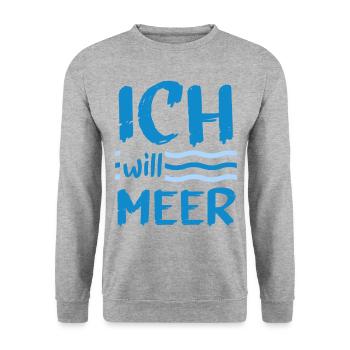 Strand Ich Will Meer Urlaub Nordsee Küste Ostsee L - Unisex Pullover - Weißgrau meliert - Vorne - Alina (178cm) & Michal (187cm)