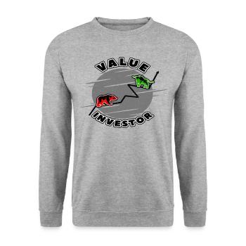 Aktien Dividende Aktionär Börse Geschenk - Unisex Pullover - Weißgrau meliert - Vorne - Alina (178cm) & Michal (187cm)