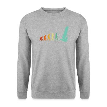 Windsurfen Evolution, Windsurfen - Unisex Pullover - Weißgrau meliert - Vorne - Alina (178cm) & Michal (187cm)