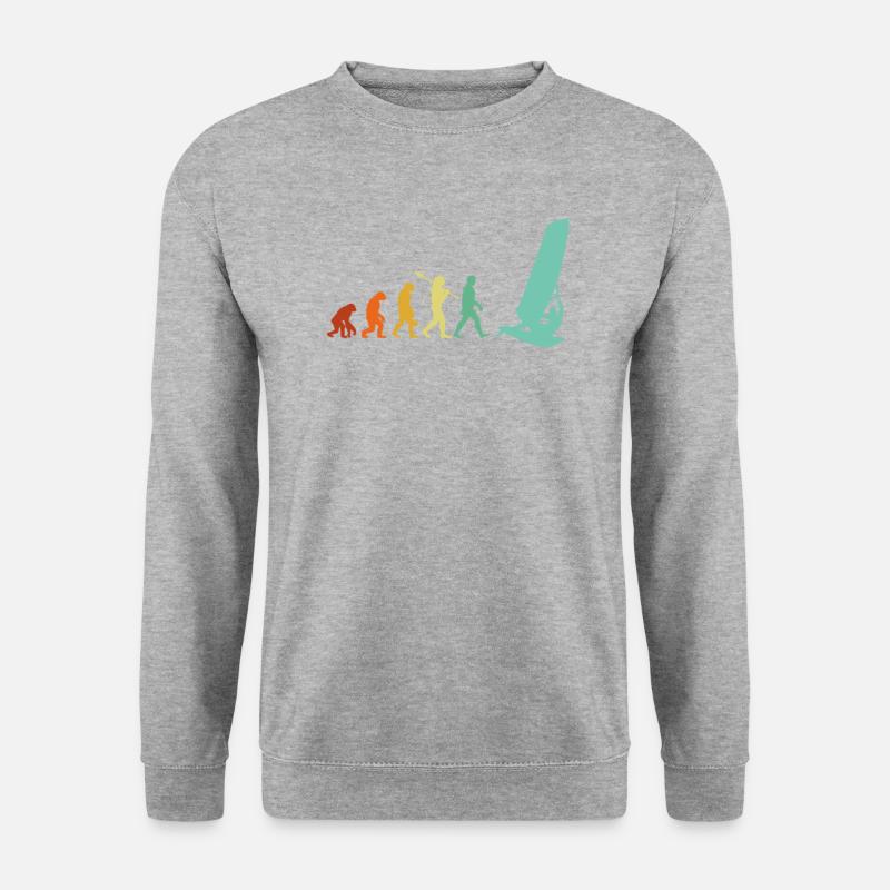 Windsurfen Evolution, Windsurfen - Unisex Pullover - Weißgrau meliert