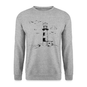 Lighthouse Seagull Sea North Sea Coast Holiday St - Unisex Sweatshirt - salt & pepper - Front - Alina (178cm) & Michal (187cm)