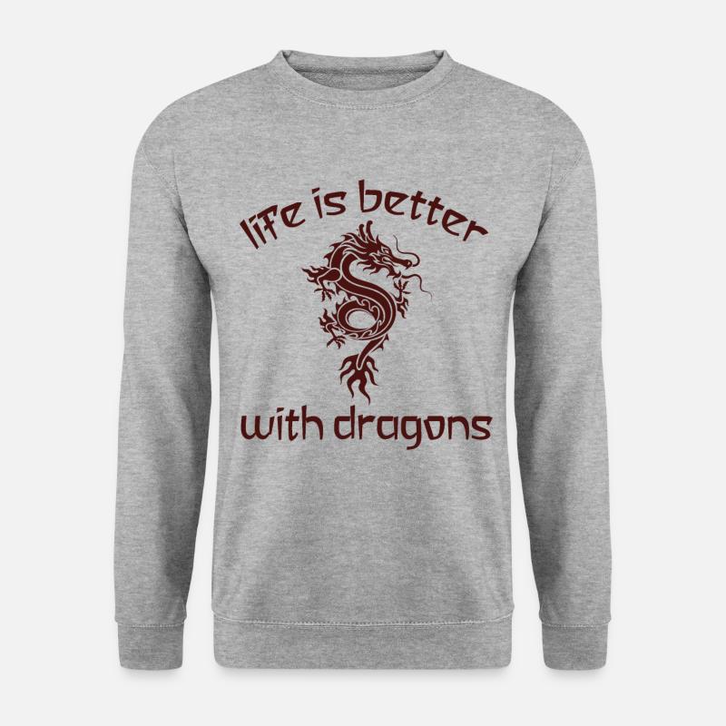 Drache Drachen shirt - Unisex Pullover - Weißgrau meliert