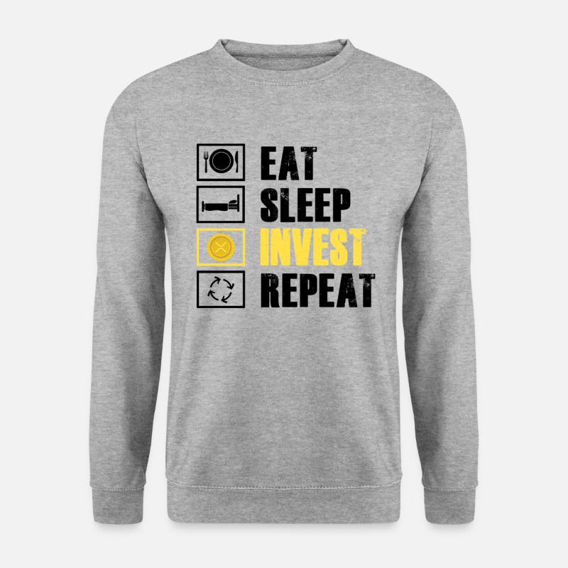 Eat Sleep Invest Repeat Rypto Ripple XRP - Unisex Pullover - Weißgrau meliert