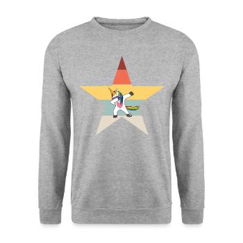 Dabbing Unicorn Licorne Dab Vintage - Sweat-shirt Unisexe - gris chiné - Devant - Alina (178cm) & Michal (187cm)