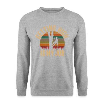 Immer hoch ist mein Job, Arborist - Unisex Pullover - Weißgrau meliert - Vorne - Alina (178cm) & Michal (187cm)