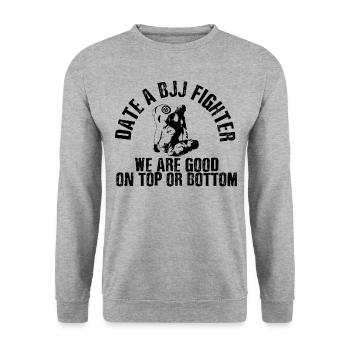 Date of a Bjj Fighter Good Top Or Bottom Jiu - Unisex Sweatshirt - salt & pepper - Front - Alina (178cm) & Michal (187cm)