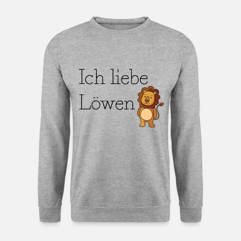 Löwe - Unisex Pullover - Weißgrau meliert