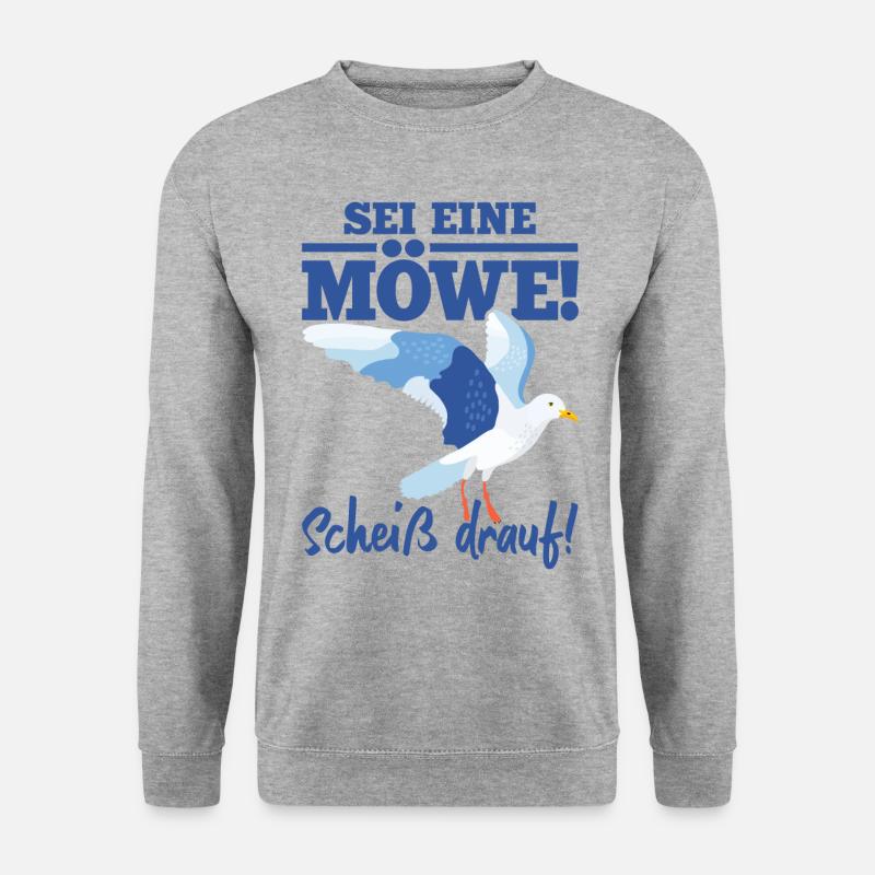 Ostsee Sei Eine Möwe Scheiß Drauf Moin Urlaub Küst - Unisex Pullover - Weißgrau meliert