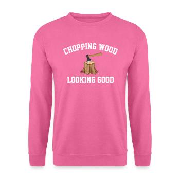 hacher le bois, bûcheron forestier - Sweat-shirt Unisexe - rose - Devant