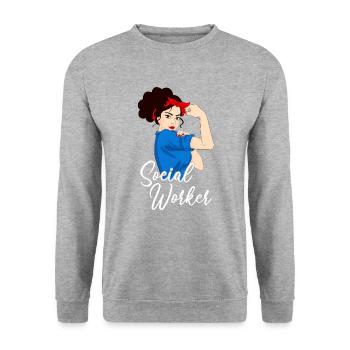 Social Worker Girl, social worker - Unisex Sweatshirt - salt & pepper - Front - Alina (178cm) & Michal (187cm)