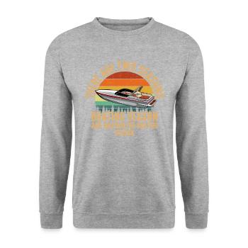 Two Seasons Of Boating, motor boating - Unisex Sweatshirt - salt & pepper - Front - Alina (178cm) & Michal (187cm)