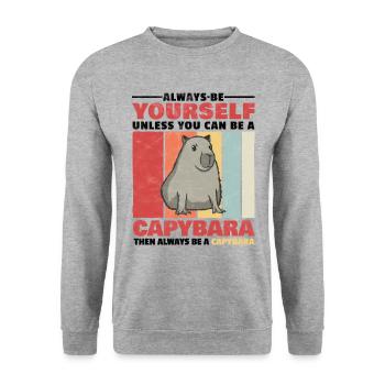 Sois un capybara drôle de cochon d’eau - Sweat-shirt Unisexe - gris chiné - Devant - Alina (178cm) & Michal (187cm)