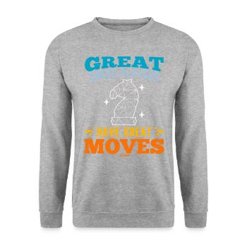 Great Chess Players Have Great Moves - Sweat-shirt Unisexe - gris chiné - Devant - Alina (178cm) & Michal (187cm)