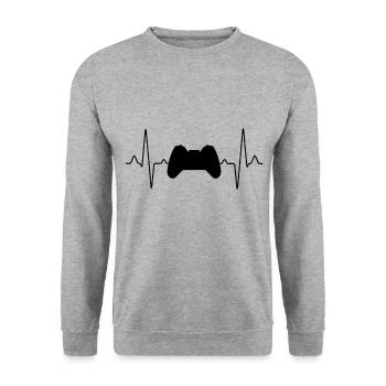 gaming heartbeat - Unisex Sweatshirt - salt & pepper - Front - Alina (178cm) & Michal (187cm)