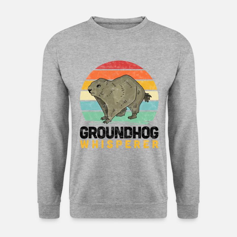 Murmeltier Flüsterer lustiger Nagetier Spruch - Unisex Pullover - Weißgrau meliert