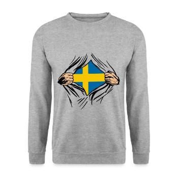 Suède drapeau de football fan cadeau - Sweat-shirt Unisexe - gris chiné - Devant - Alina (178cm) & Michal (187cm)