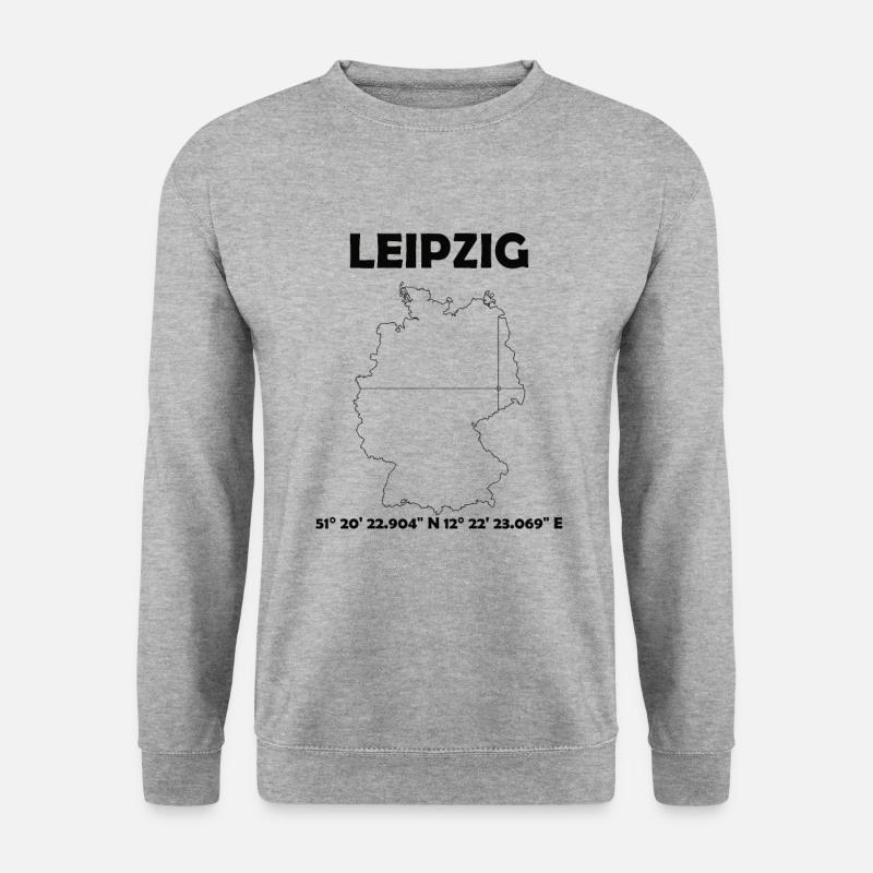 Leipzig Karte - Unisex Pullover - Weißgrau meliert