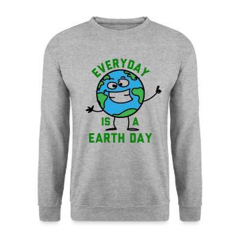Tag der Erde, Tag der Erde, Tag der Erde, Tag der Erde - Unisex Pullover - Weißgrau meliert - Vorne - Alina (178cm) & Michal (187cm)