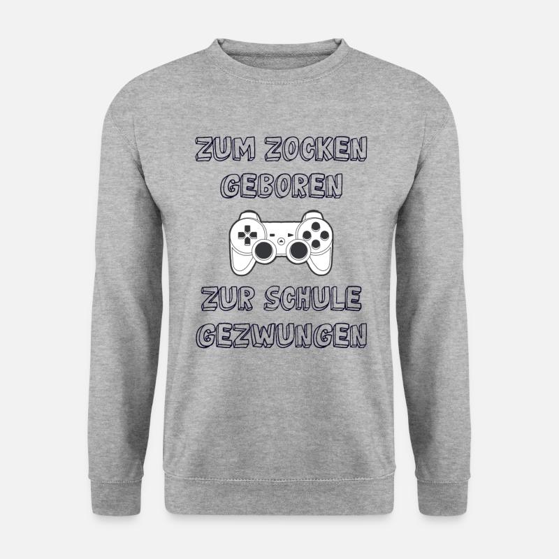 Zocken Schule Spruch - Unisex Pullover - Weißgrau meliert