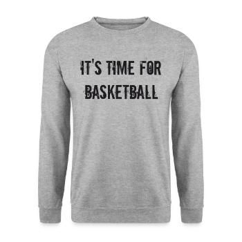 Basketball - it s time for Basketball - Unisex Pullover - Weißgrau meliert - Vorne - Alina (178cm) & Michal (187cm)