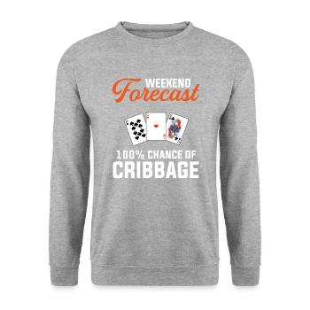 Cribbage weekend forecast funny cribbage - Unisex Pullover - Weißgrau meliert - Vorne - Alina (178cm) & Michal (187cm)