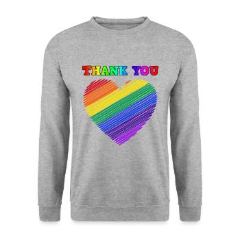 Regenbogen, Regenbogen, Regenbogen, Regenbogen, Regenbogen - Unisex Pullover - Weißgrau meliert - Vorne - Alina (178cm) & Michal (187cm)