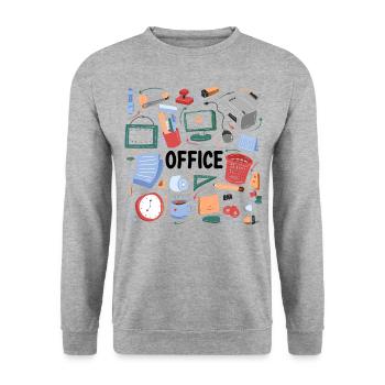 Chaos in the office | home office - Unisex Sweatshirt - salt & pepper - Front - Alina (178cm) & Michal (187cm)
