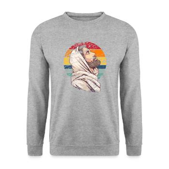 Funny Christian saying about Jesus and God! - Unisex Sweatshirt - salt & pepper - Front - Alina (178cm) & Michal (187cm)