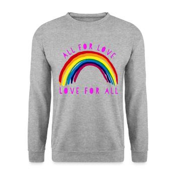 Regenbogen, Regenbogen, Regenbogen, Regenbogen, Regenbogen - Unisex Pullover - Weißgrau meliert - Vorne - Alina (178cm) & Michal (187cm)