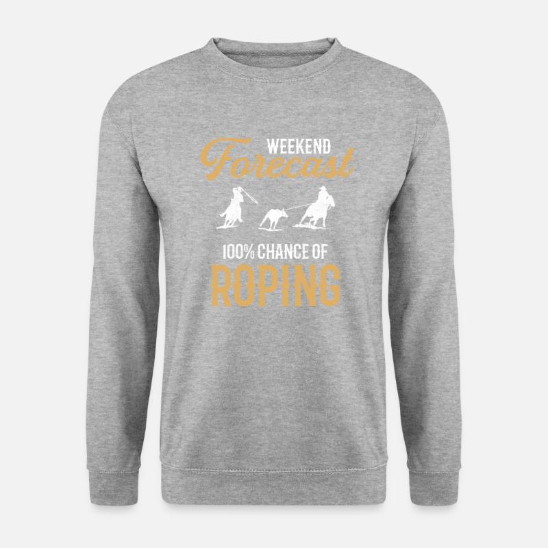 Wochenend-Prognose Roping, Rodeo roping - Unisex Pullover - Weißgrau meliert