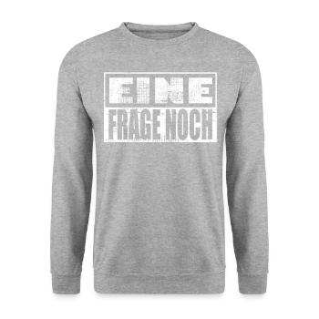 Eine Frage Noch Lustiges Motiv für Neugierige - Unisex Pullover - Weißgrau meliert - Vorne - Alina (178cm) & Michal (187cm)