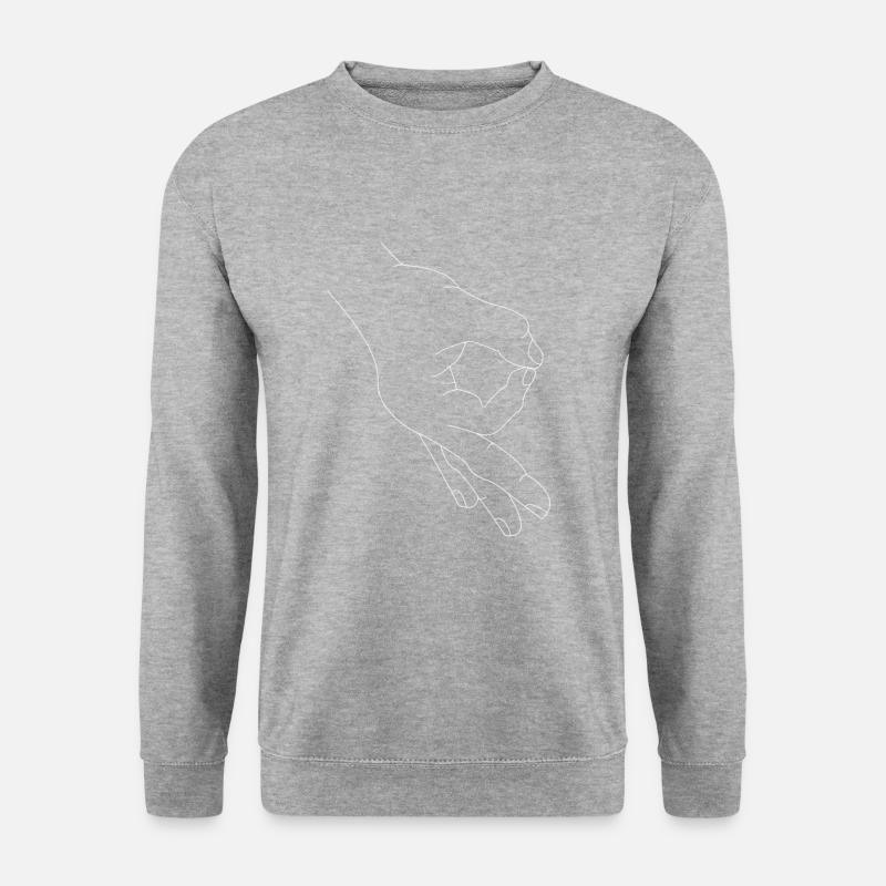 Reingeschaut Reingeguckt Dino Retro Meme - Unisex Pullover - Weißgrau meliert
