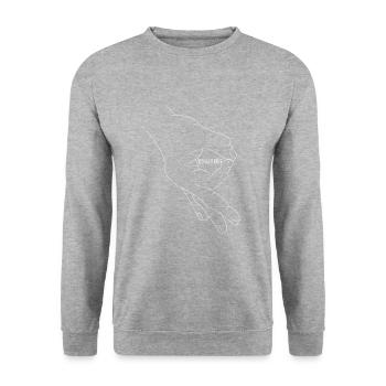 Reingeschaut Reingeguckt Retro Meme - Unisex Pullover - Weißgrau meliert - Vorne - Alina (178cm) & Michal (187cm)