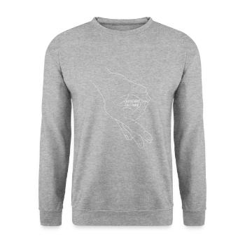 Reingeschaut Reingeguckt Retro Meme - Unisex Pullover - Weißgrau meliert - Vorne - Alina (178cm) & Michal (187cm)