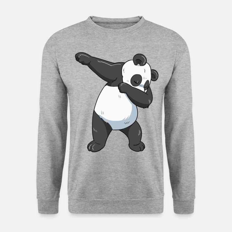Dabbing Panda - Unisex Pullover - Weißgrau meliert