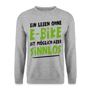 Fahrrad Ein Leben Ohne E-Bike Ist Möglich Aber Sin - Unisex Pullover - Weißgrau meliert - Vorne - Alina (178cm) & Michal (187cm)