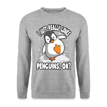 Pingouin Pôle Sud Antarctique Drôle de sort Cadeau - Sweat-shirt Unisexe - gris chiné - Devant - Alina (178cm) & Michal (187cm)