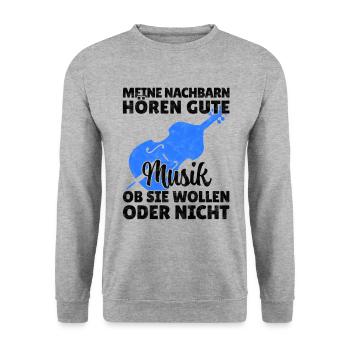 Cello gute Musik Violoncello Cellist Spruch - Unisex Pullover - Weißgrau meliert - Vorne - Alina (178cm) & Michal (187cm)