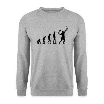 Tennis Evolution - Unisex Pullover - Weißgrau meliert - Vorne - Alina (178cm) & Michal (187cm)