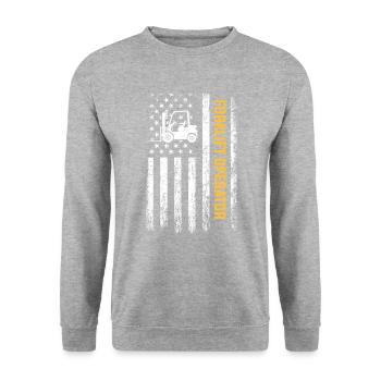 Forklift American forklift operator - Unisex Sweatshirt - salt & pepper - Front - Alina (178cm) & Michal (187cm)