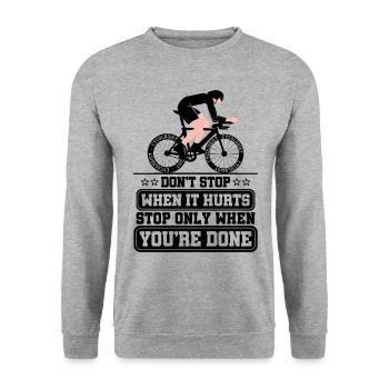 Radfahrer Road Cyclist auf einem Road Bike - Unisex Pullover - Weißgrau meliert - Vorne - Alina (178cm) & Michal (187cm)