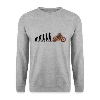 Lustiger Motorrad Spruch für Motorradfahrer! - Unisex Pullover - Weißgrau meliert - Vorne - Alina (178cm) & Michal (187cm)