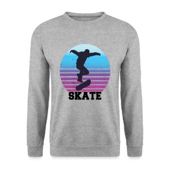 Skateboarding Skateboard Longboard Geschenk - Unisex Pullover - Weißgrau meliert - Vorne - Alina (178cm) & Michal (187cm)