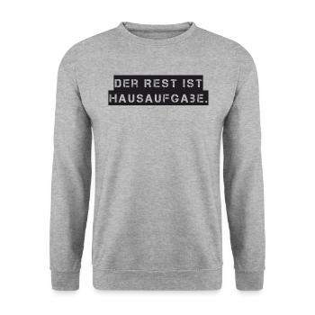 Lehrer - Der Rest ist Hausaufgabe - Unisex Pullover - Weißgrau meliert - Vorne - Alina (178cm) & Michal (187cm)